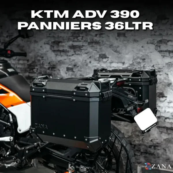 Zana Panniers (36Ltr) Aluminum L-Flat Black With Frame For KTM ADV 390 2025 — Standard