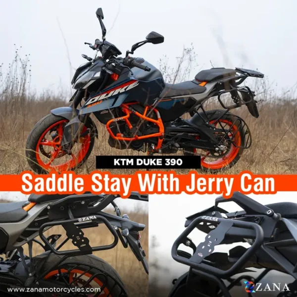 SADDLE STAY MS BLACK WITH JERRY CAN MOUNT FOR KTM DUKE 390/250/200/390 GEN 3 — Standard, view 1